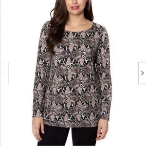 Mario Serrani Black and Tan Long Sleeve Blouse